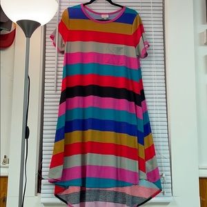 LuLaRoe Carly - Red Blue Mustard Magenta Gray Jade